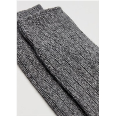 Kurze gerippte Herrensocken mit Wolle und Cashmere