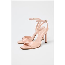 PATENT-FINISH HIGH-HEEL SANDALS