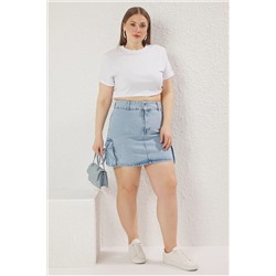 Açık Mavi Kargo Cepli Denim Etek TBBSS23AZ00057