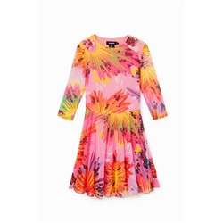 Vestido corto manga 3/4