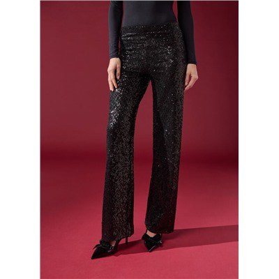 Palazzo-Leggings mit Pailletten