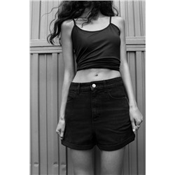 1975 HIGH WAIST MOM FIT DENIM SHORTS