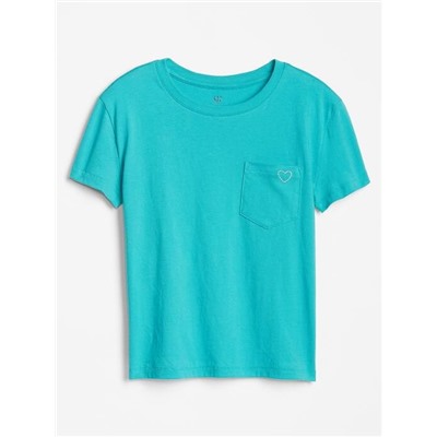 Kids Embroidered Pocket Short Sleeve T-Shirt