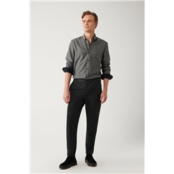 Avva Erkek Antrasit Yanı Lastikli Fleto Cep Fermuar Detaylı Slim Fit Örme Chino Pantolon A32Y3053