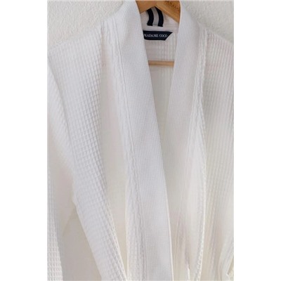 Marty Kimono Unisex %100 Pamuk Bornoz/Terlik Seti - Yat Koleksiyon - Beyaz