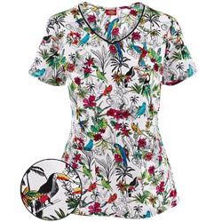 Dickies Xtreme Stretch Scrubs Free As a Bird Print Top