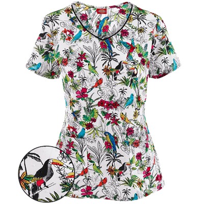 Dickies Xtreme Stretch Scrubs Free As a Bird Print Top