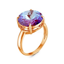 Кольцо из золочёного серебра с кристаллом Swarovski 925 пробы 0042кз-001L132D
