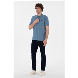 Erkek Regular Fit Polo Yaka Koyu Mavi Basic Tişört