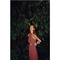 ASYMMETRIC MIDI DRESS WITH APPLIQUÉ