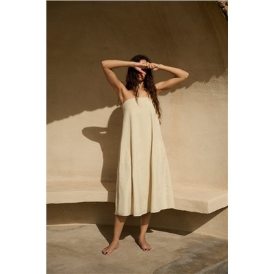 VESTIDO MIDI CON LINO