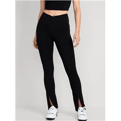 Extra High-Waisted PowerChill Cross-Front Split-Hem Leggings for Women
