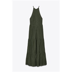 BEADED STRAP HALTER DRESS