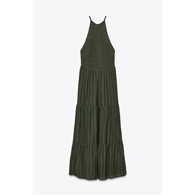 BEADED STRAP HALTER DRESS
