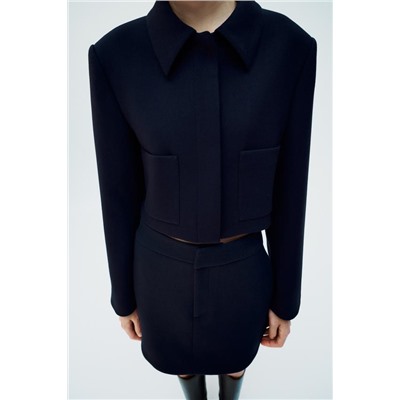 SHORT BLAZER WITH SHIRT COLLAR
