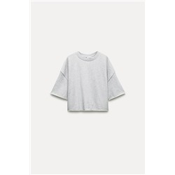 SHORT SLEEVE RIBBED PLUSH SWEATSHIRT