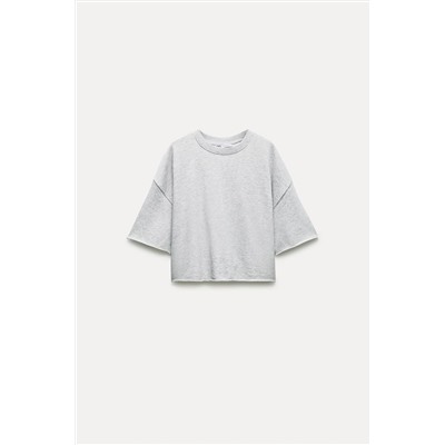 SHORT SLEEVE RIBBED PLUSH SWEATSHIRT