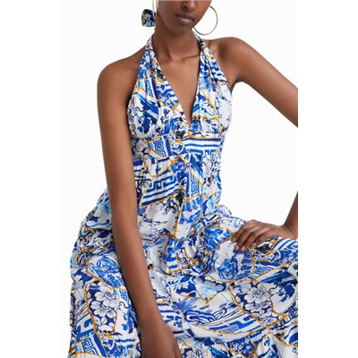 Vestido largo halter Stella Jean