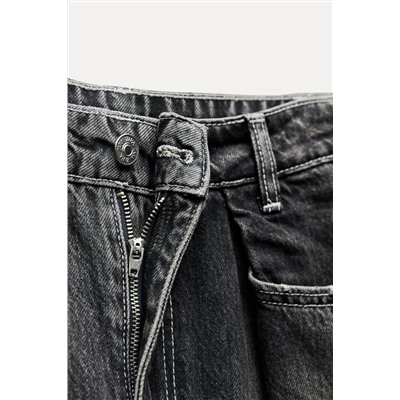 TRF RELAXED FIT HIGH-WAIST JEANS WITH PLEATS