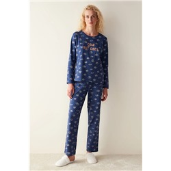 Penti Cozy Uzun Kollu Lacivert Pijama Set PNN4XQD923SK-NV44