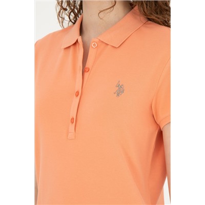 Kadın Somon Basic Polo Yaka Tişört