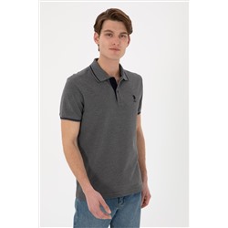 Erkek Slim Fit Polo Yaka Antrasit Melanj Basic Tişört