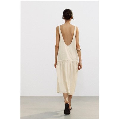 GATHERED MIDI DRESS