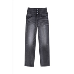 Vaquero slim fit de tiro alto 7/8 Negro