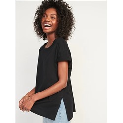 Oversized Vintage Garment-Dyed Tunic T-Shirt for Women