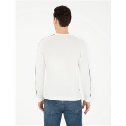 Ekru Slim Fit Bisiklet Yaka Triko Kazak