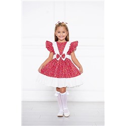 Moda Lippa Kırmızı Çiçek Desenli Kız Çocuk Elbise MLFCE-08