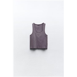 FADED-EFFECT RIBBED CROP TOP