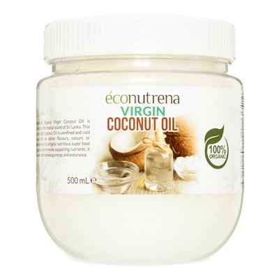 ECONUTRENA Organiс Coconut oil pet Органическое кокосовое масло холодного отжима 500мл