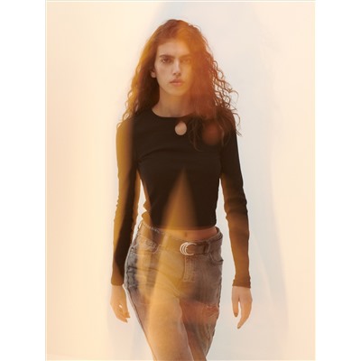 Bluse mit gesprenkelter Textur