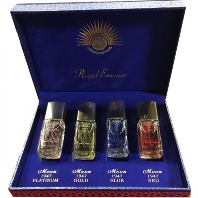 NORAN PERFUMES MOON 1947 set BLUE + GOLD + PLATINUM + RED edp 4*15ml