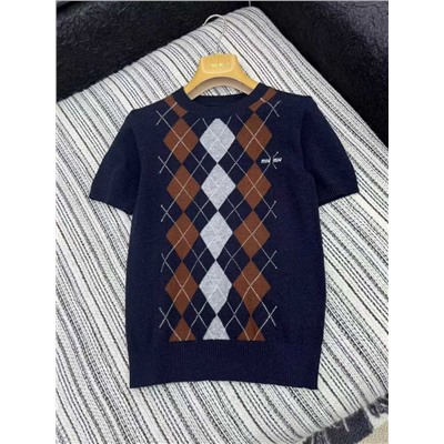 Трикотажный пуловер с коротким рукавом  🩷  Экспорт MI*U MI*U