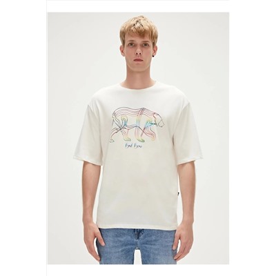 Bad Bear, Baskılı Beyaz Erkek T-shirt 23.01.07.016_walkıng Bad T-shırt