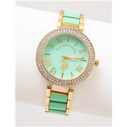 LADIES MINT LINK EMBELLISHED WATCH