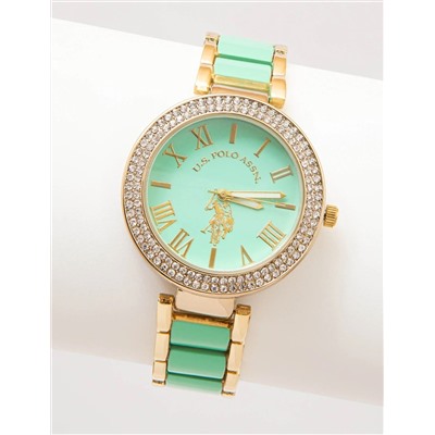 LADIES MINT LINK EMBELLISHED WATCH