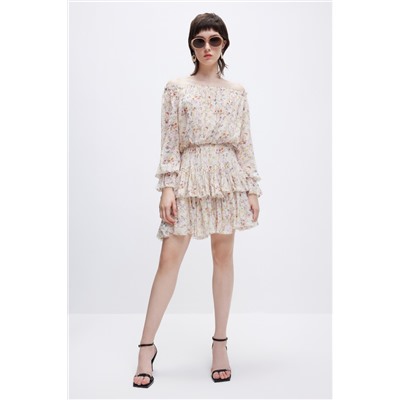 Vestido avolantado Beige