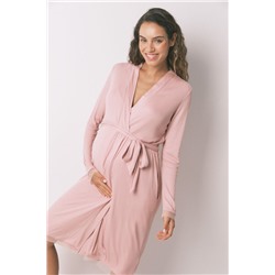 Bata larga "maternity" técnica rib rosa