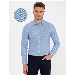 Lacivert Slim Fit Uzun Kollu Gömlek
