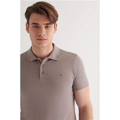 Koyu Vizon %100 Pamuk Serin Tutan Polo Yaka T-Shirt