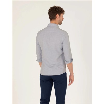 Antrasit Slim Fit Uzun Kollu Gömlek