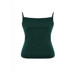 Yeşil Degaje Yaka Askılı Örme Bluz TBBSS24AF00006