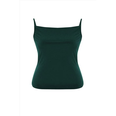 Yeşil Degaje Yaka Askılı Örme Bluz TBBSS24AF00006