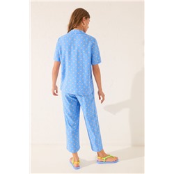 Pijama camisero Capri viscosa azul