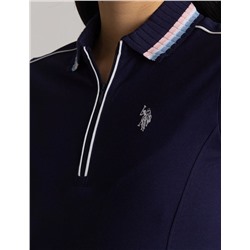 STRIPE COLLAR ZIP SWING POLO DRESS