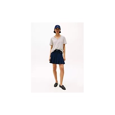 Linen-Blend Stripe V-Neck Top