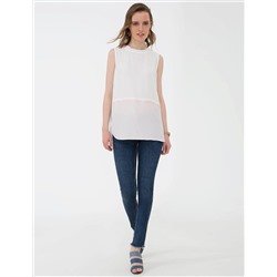 Toz Pembe Regular Fit Kolsuz Bluz